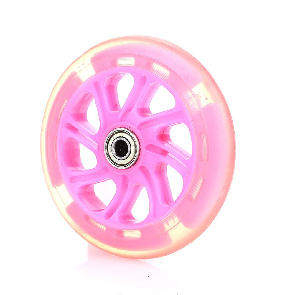 Scooter enkelt vridende glidehjul skateboard hjul indkøbskurv 120mm 2 farver pu longboard scooter hjul holdbart: Rosenrød
