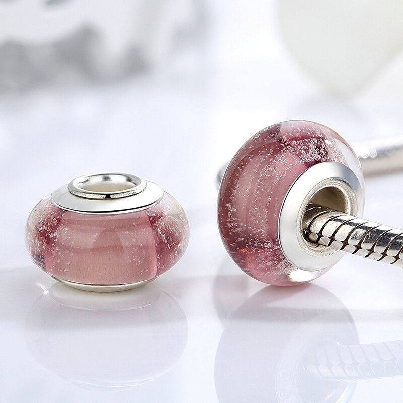 Silber Farbe Schwarz Europäischen Murano Glas Perlen fit Charme Armbänder Armreifen für Frauen Perlen 925 Silber Schmuck Perles: WEU6366