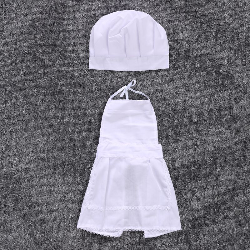 Mignon -né infantile chapeau tablier bébé cuisinier Costume blanc Photos photographie accessoire R9JE