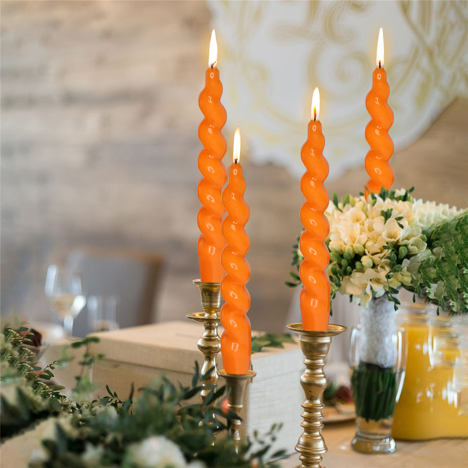 Set of 2 Spiral Taper Dinner Candles Unscented Twisted Candlesticks for Home Decor