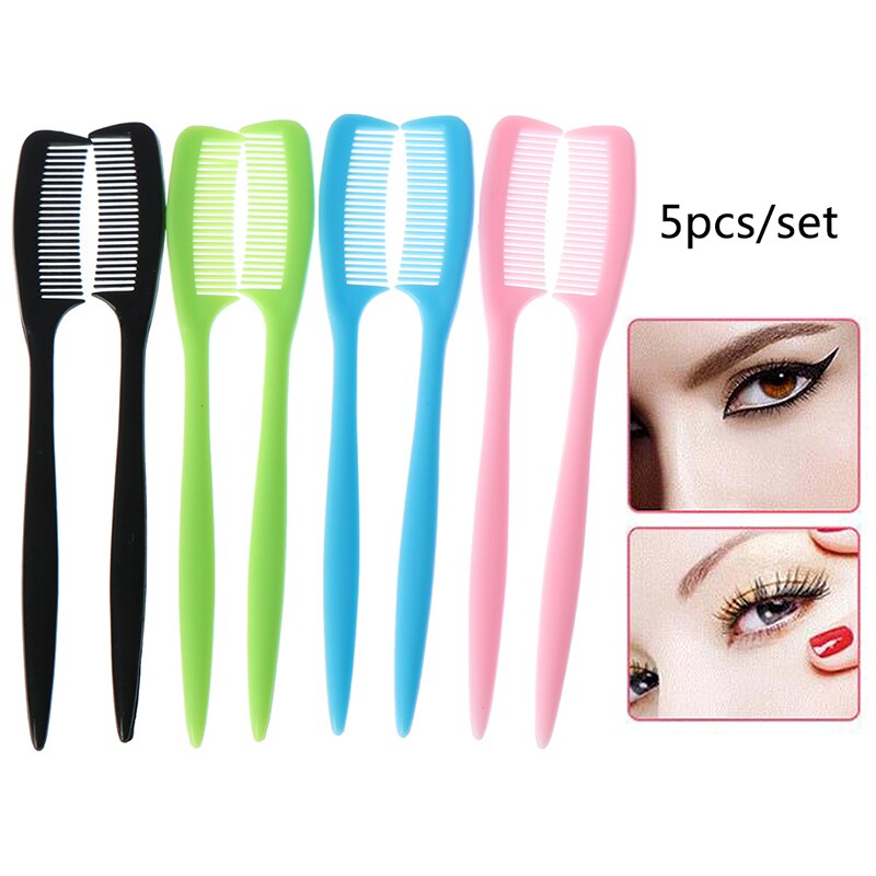 5pcs/set Plastic Eyebrow Combs Eyelash Extension Comb Cosmetic Makeup Tool For Salon Home Use