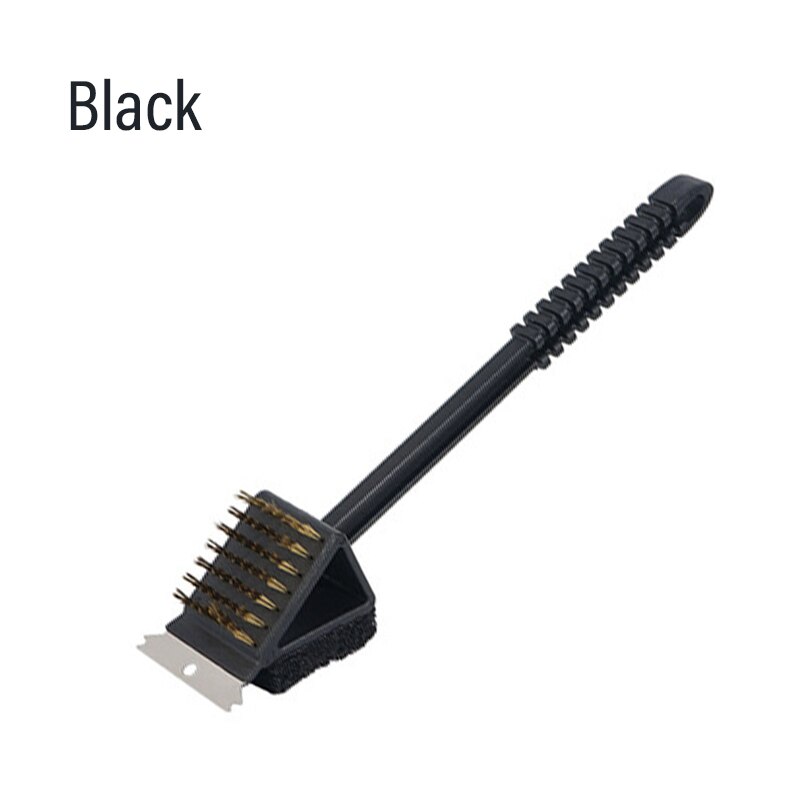 3 In 1 Driehoek Koperdraad Barbecue Grill Oven Borstel + Rvs Schraper + Spons Bbq Gadget