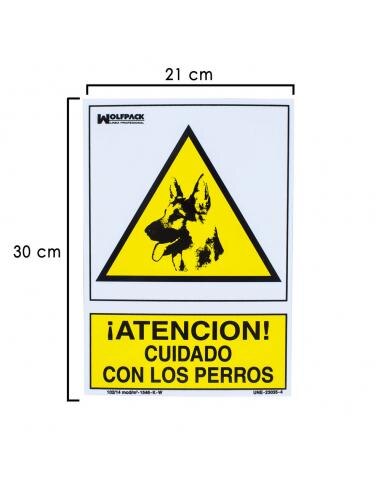 WOLFPACK, Cartello "Cuidado Con Los Perros" (Attenti Al Cane), Formato 30x21 Cm, In Spagnolo