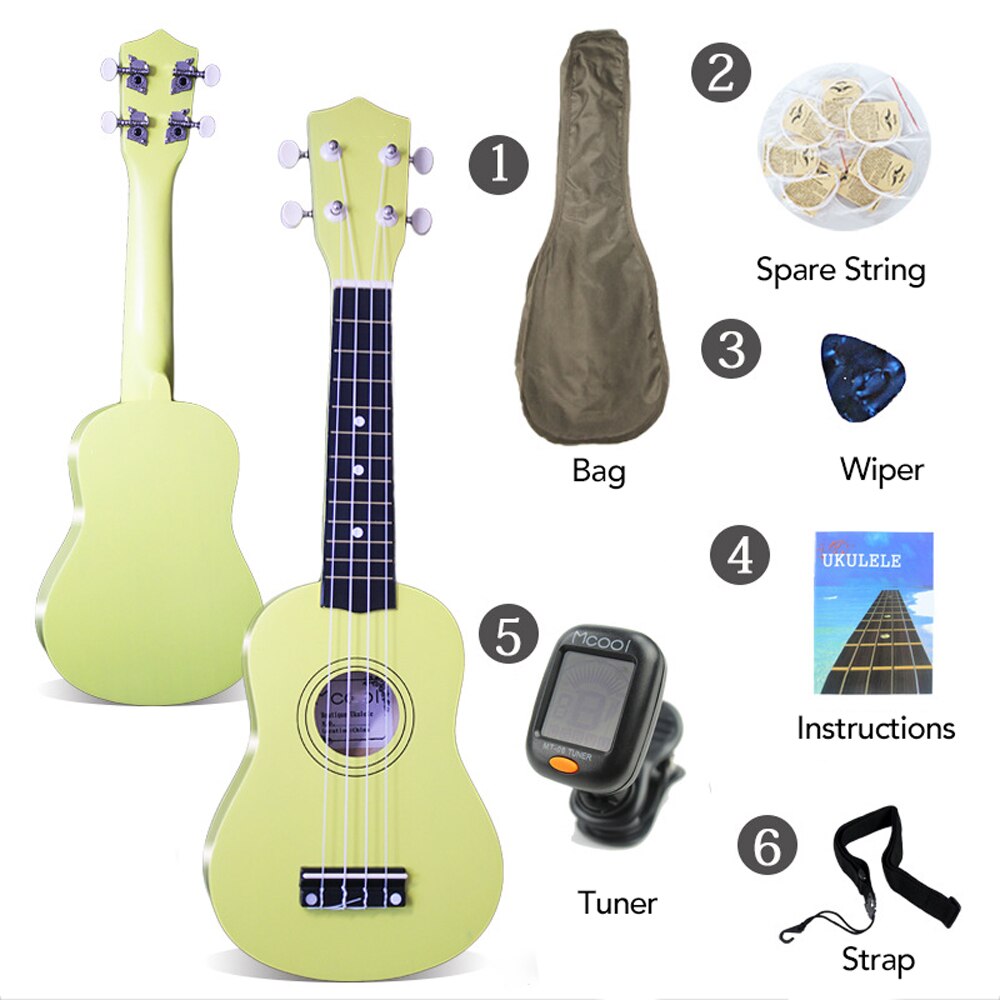 21" Soprano Ukulele Rosewood Acoustic Nylon 4 Strings Ukulele Bass Guitar Musical Instrument for beginners or Basic Players: Yellow