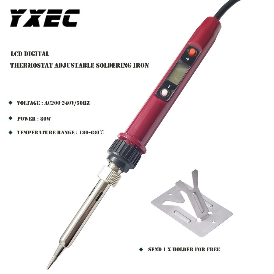 Aankomen 936H 80W 220V Lcd Digitale Thermostaat Verstelbare Loodvrij Elektrische Soldeerbout Mini Soldeerstation eu Plug: 936H Red