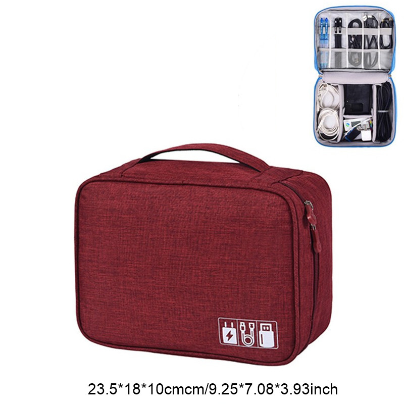 Reise Kabel Tasche Kosmetik machen-hoch Veranstalter Draht Ladegerät Elektronische Spielereien fallen Toilettenartikel Bausatz Schlecht Lagerung Zubehör Artikel: Wein rot Tasche