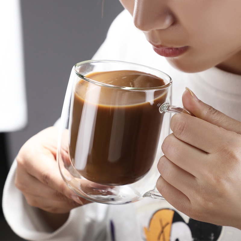 Heat Resistant Double Wall Tea Glass Cup Beer Coffee Cup Set Handmade Healthy Beverage Glasses Transparent Drink