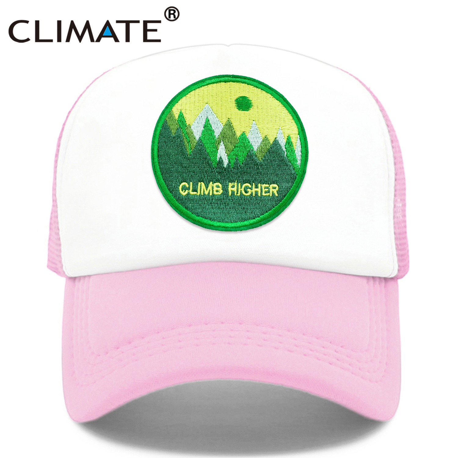 CLIMATE CLIMB HIGH Cap Climber Outdoor Sport Trucker Cap Green Outdoors Forest Hat Cap Cool Summer Mesh Cap for Men Women: Pink