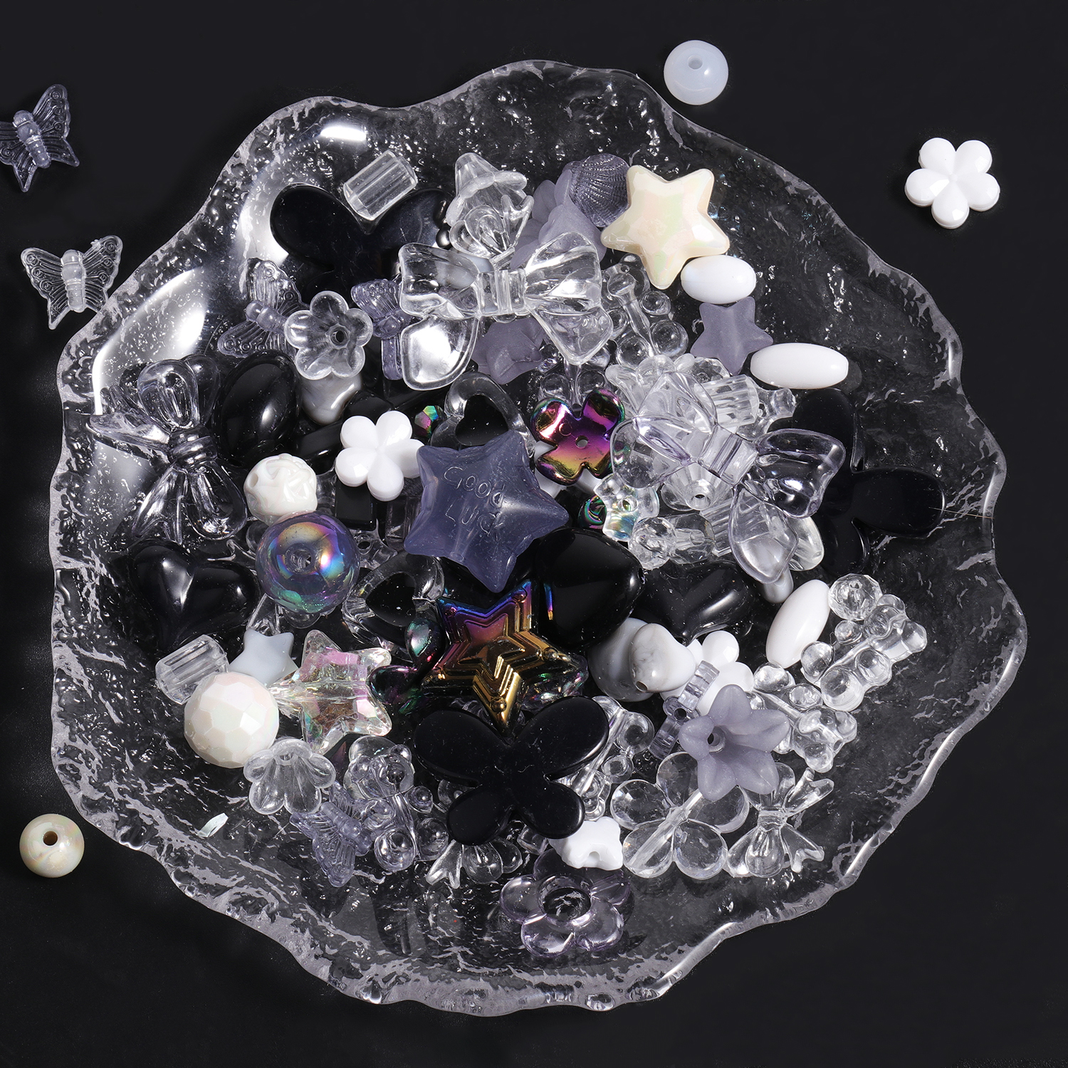 50g Color rosa mezcla aleatoria cuentas acrílicas arco corazón flor cuentas para cadena de teléfono DIY pulsera hecha a mano accesorios para hacer joyas: Azul