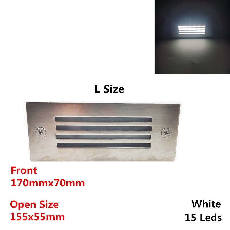 Ip65 underjordisk lys 12 led 15 led trappelys trinlys indbygget begravet lampe indendørs udendørs trappetrin 85-265v: Linje l hvid