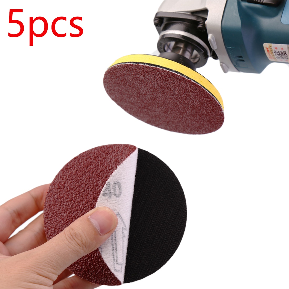 Red Circular Polishing Discs 5pcs 125mm With Grits 80#-1000# Felt Wheel Polishing Sharpening Sand Paper Tool Accessories