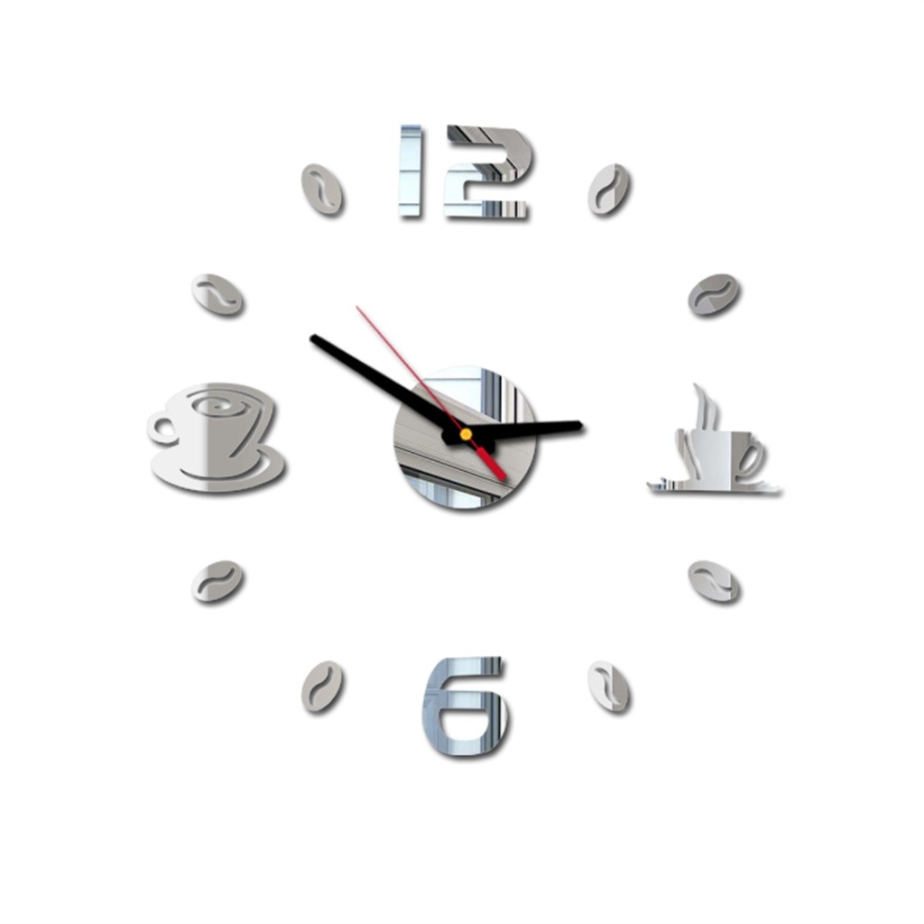 Cafe Diy Grote Wandklok Frameloze Giant Wandklok Modern Cafe Koffie Mok Koffieboon Muur Decor Keuken Muur horloge