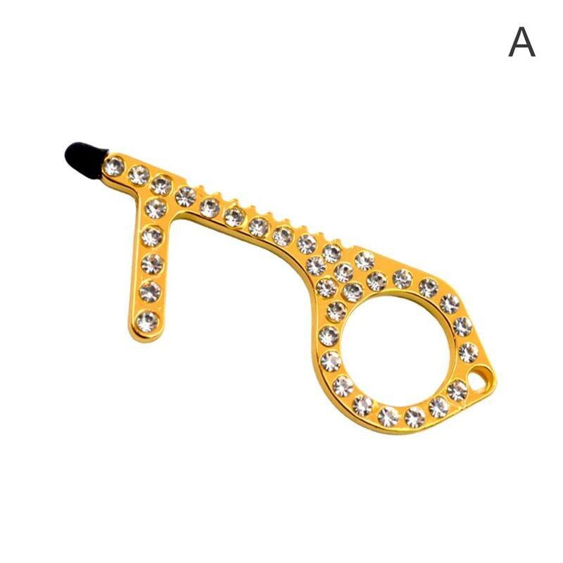 1pcs Anti Contact Door Opener Touchless Key Opener Doors Without Touching Home EDC Door Opener Portable Anti Contact Door Opener: Gold