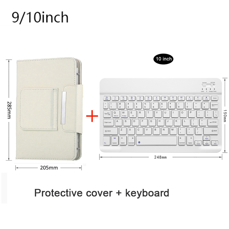 Clavier Bluetooth sans fil avec étui en cuir pour tablette universelle IOS Android Windows, étui en cuir magnétique détachable: Rose