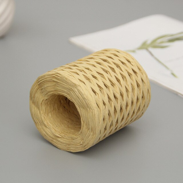 1 stücke 200m/rolle Bast Papier Bänder Verpackung Schnur Seil Für Kasten Verpackung Diy Handwerk Dekorationen: hell Champagner