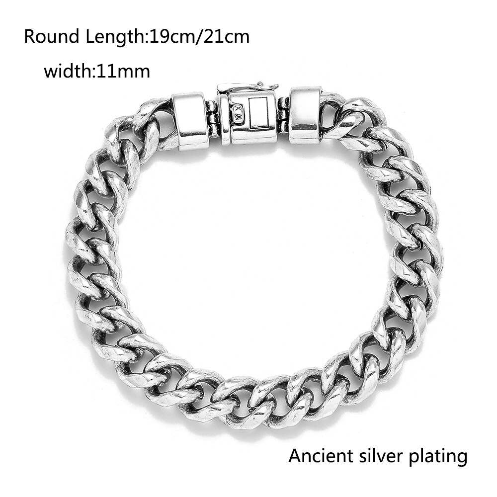 Gourmette lien chaîne hommes Bracelet bouddha Bracelet boucle de sécurité Bracelet Antique argent couleur Bracelets Punk hommes bijoux