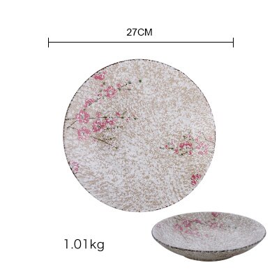 Japanska zakka stil keramiska servis tallrikar små rosa blommor tryckt under glaserade kinesiska porslin middag tallrik porslin: E