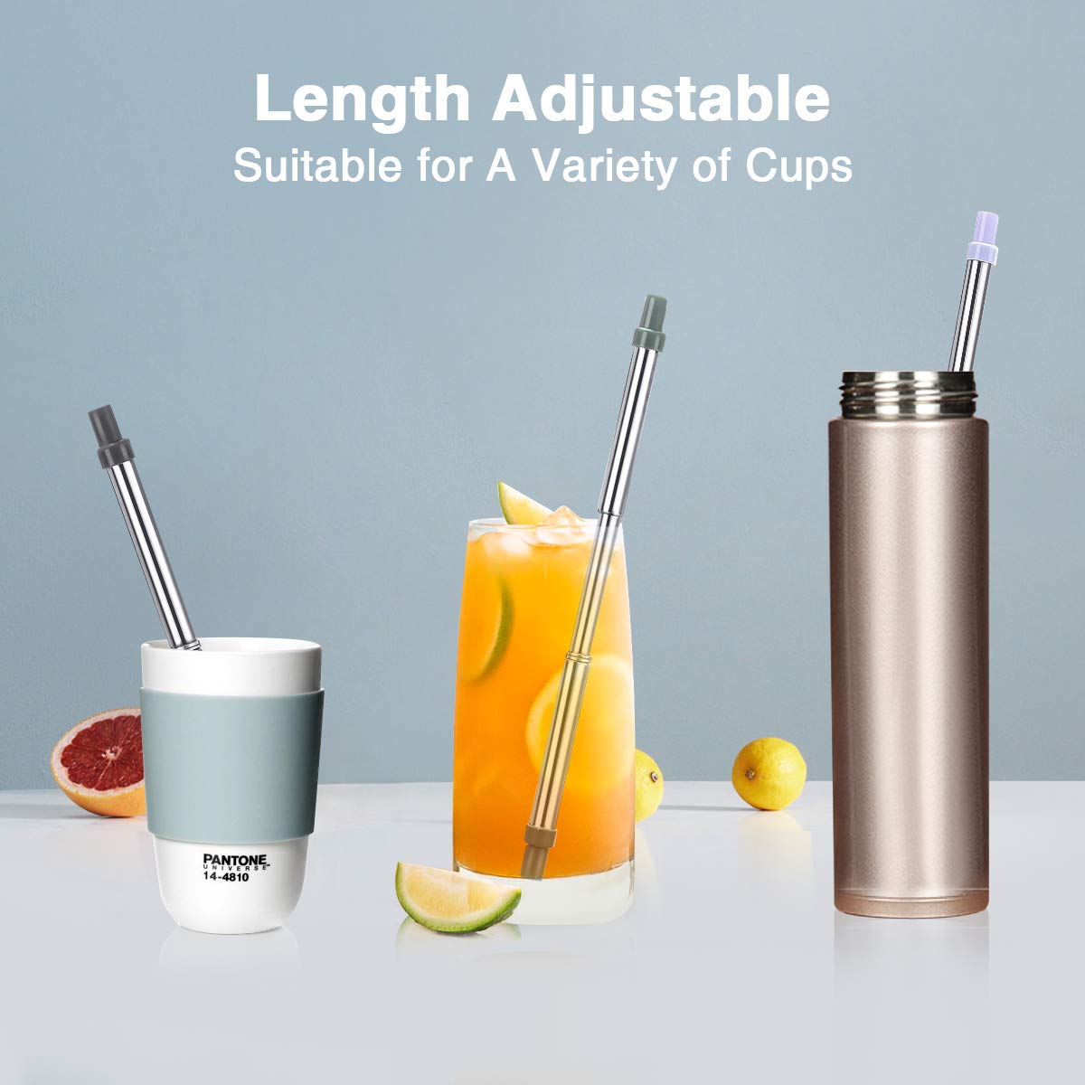 Telescopic Drinking Straw Collapsible Straw Foldable Reusable Metal Straw With Keychain Hole for Travel Outdoor Bar Accessories