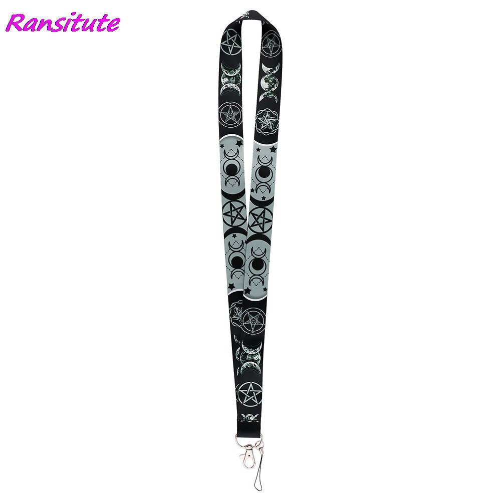 Ransitute R1795 Mond Symbol Keychain Stichworte Band Hals Lanyards Für Schlüssel Ich würde Karte bestehen Fitnessstudio Telefon USB Abzeichen Halfter DIY hängen Seil