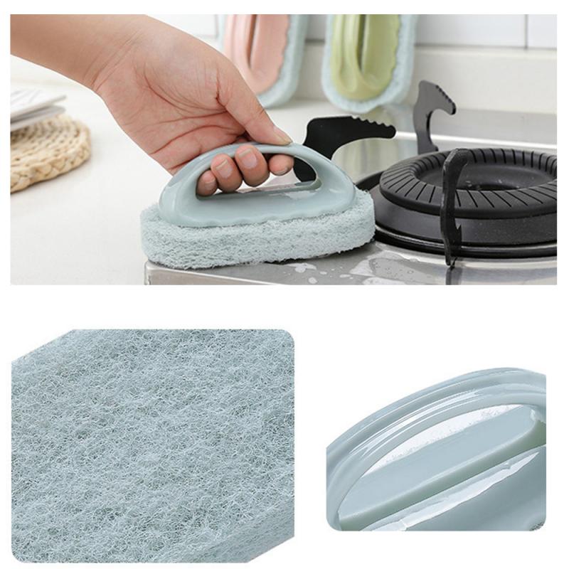 Magic Sponge Cleaning Kitchen Strong Decontamination Bath Tile Brush with Handle Kitchen Bathroom Cleaning Sponges Tools
