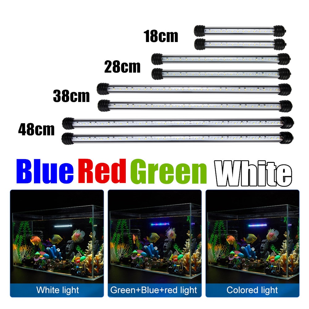 8.5W 56 Leds Aquarium Led Licht Aquarium Verlichting Lamp Onderwater Subnersed Blauw Groen Rood Wit Gekleurde Timer Dimmer helderheid
