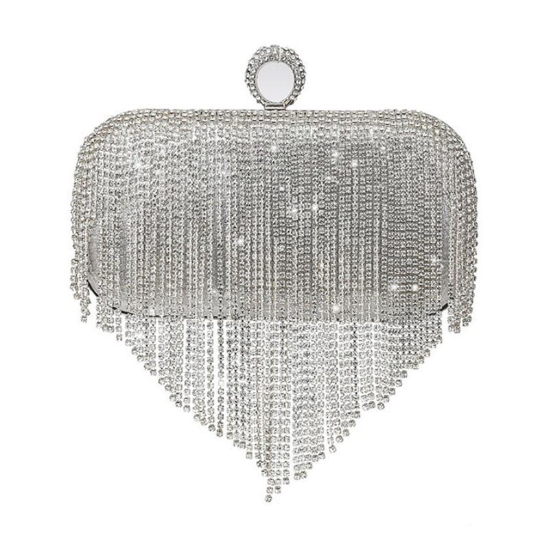 Mode Diamant Kwastje Avondtassen Vrouwen Handtassen Wedding Party Mini Clutch Purse Rhinestone Vrouwelijke Diner Zilveren Tas FT336: Default Title