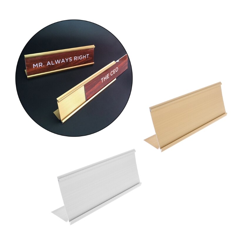 Plaque porte-nom en alliage d'aluminium 9x24cm, Plaque en argent doré, pour bureau, école