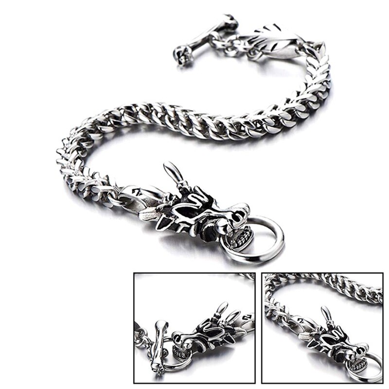 Draak Hoofd Armband Stijl Rvs Trend Mannen Titanium Staal Viking Armbanden Punk Biker Armband Vrouwen Bangles