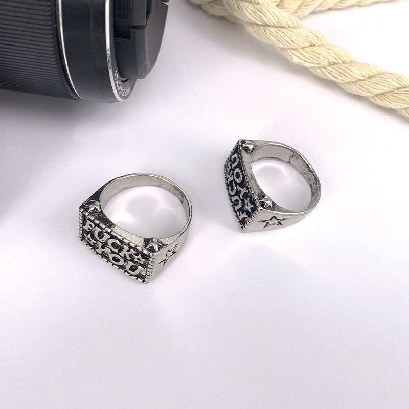 Anillos de aleación de estilo masculino con letra sin fin a la para mujer, anillo de letras iniciales personalizadas para boda, palabra F estilo Punk A30