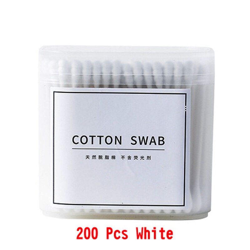 Bastoncillos de algodón de doble cabeza para bebé, palitos de papel sin pelusa, bastoncillos de algodón desechables, suaves, para limpiar la nariz y las orejas, 100/200 unids/caja: White-200 Pcs