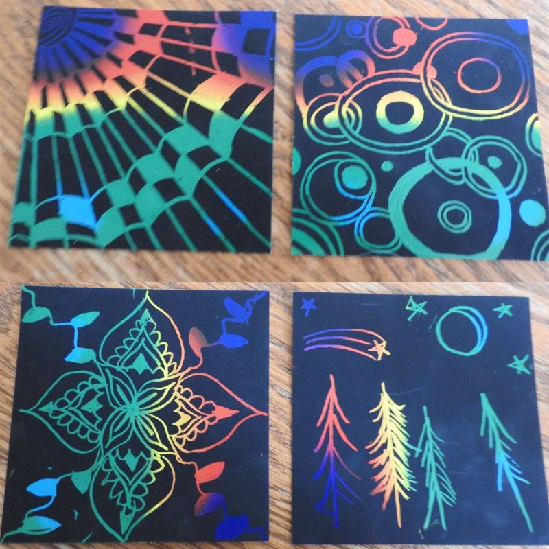 Mini notas de arcoíris para rascar para niñas, 100 Uds. Con lápices de Madera Juguetes de dibujo mediante raspado, artes y manualidades