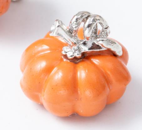 10 Stks/partij 3D Pompoen Halloween Charms Sieraden Earring Diy Maken Charms: silver color  orange