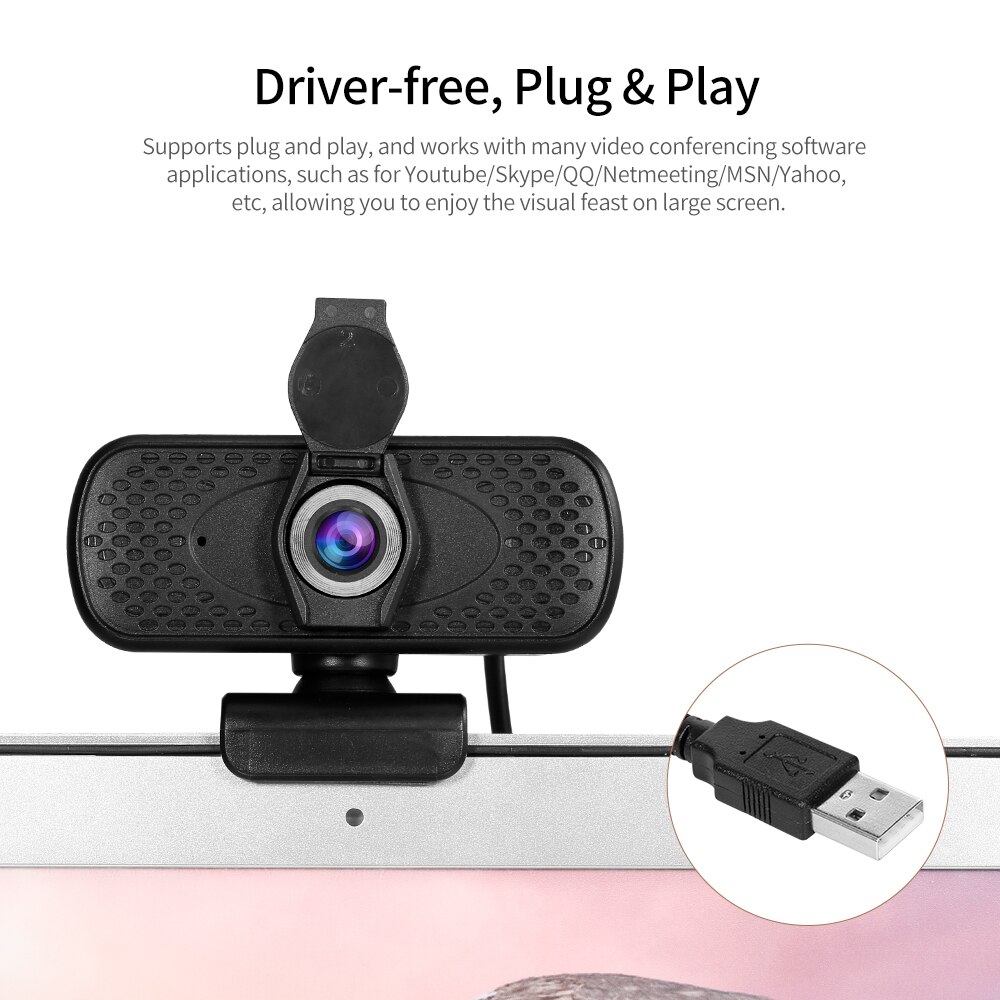 1080p full hd webcam plug & play met lensdop en statief groothoek videoconferentiecamera usb voor laptop desktop tv box