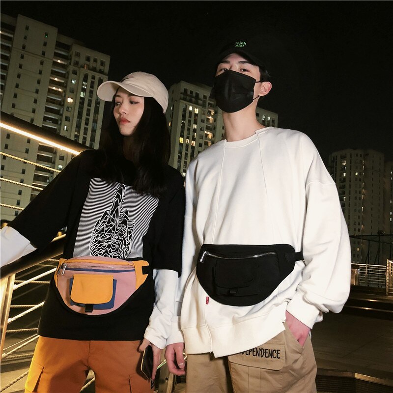 Kvinders taljetaske splejsning fanny pack unisex hip hop bananbælte tasker skulder crossbody brysttaske kvindelig lille lomme