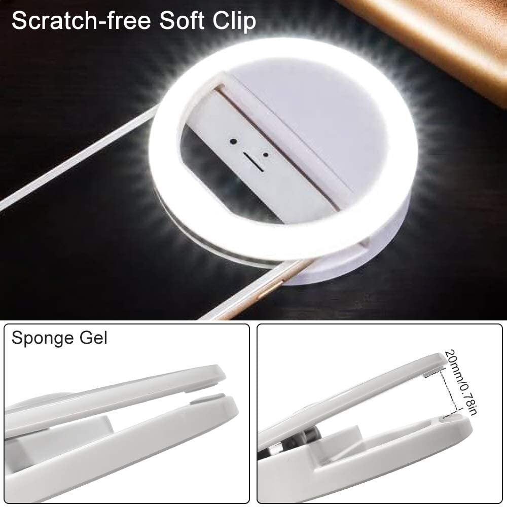 Portable Led Selfie Ring Light Universal Mobile Phone Clip Ring Lamp Flash Lens Beauty Phone Holder Fill Lamp Women Selfie Light