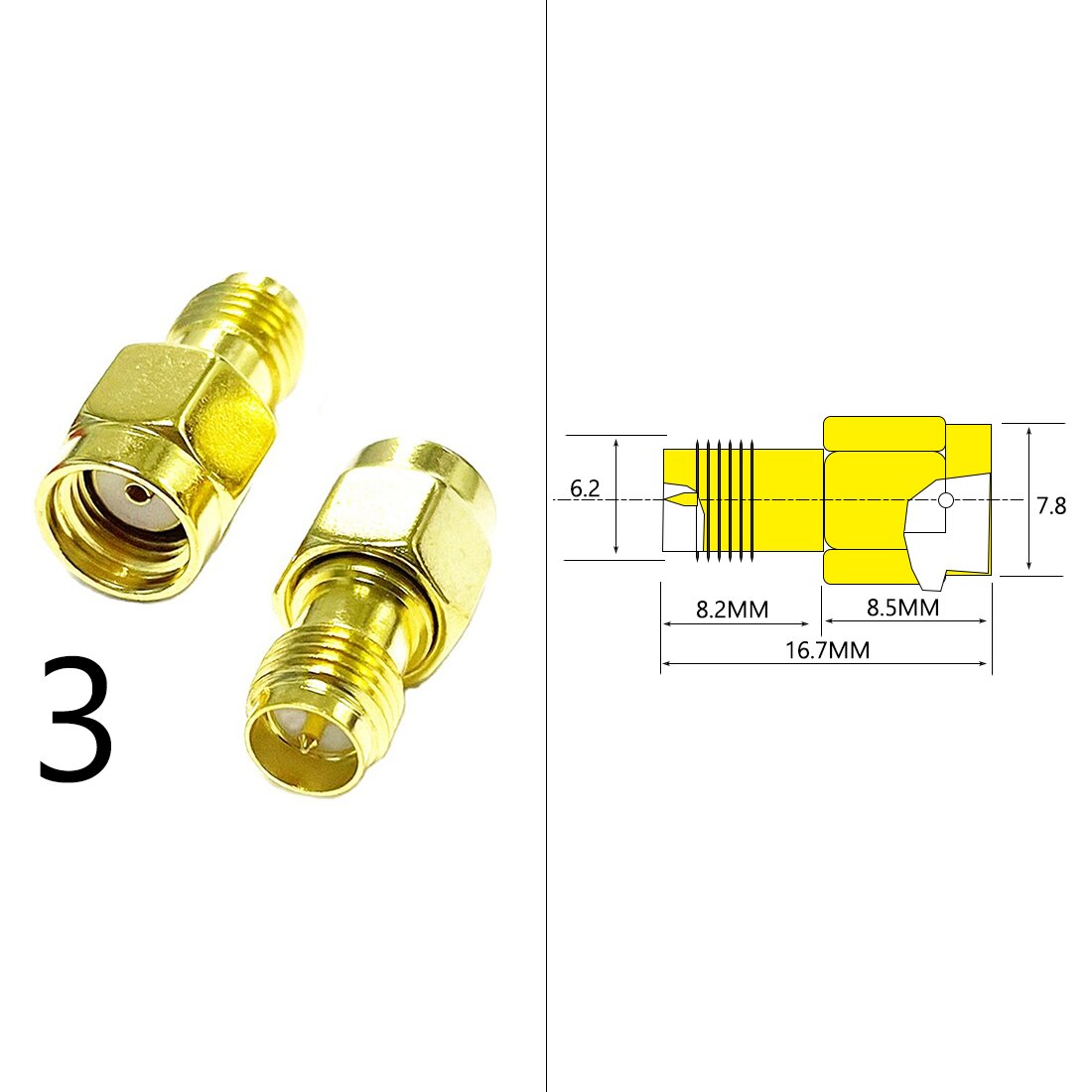 Adaptador de antena Wifi SMA macho hembra a BNC N macho hembra, Conector de enchufe RF coaxial, convertidor recto, precio al por mayor, 1 ud.: Type3