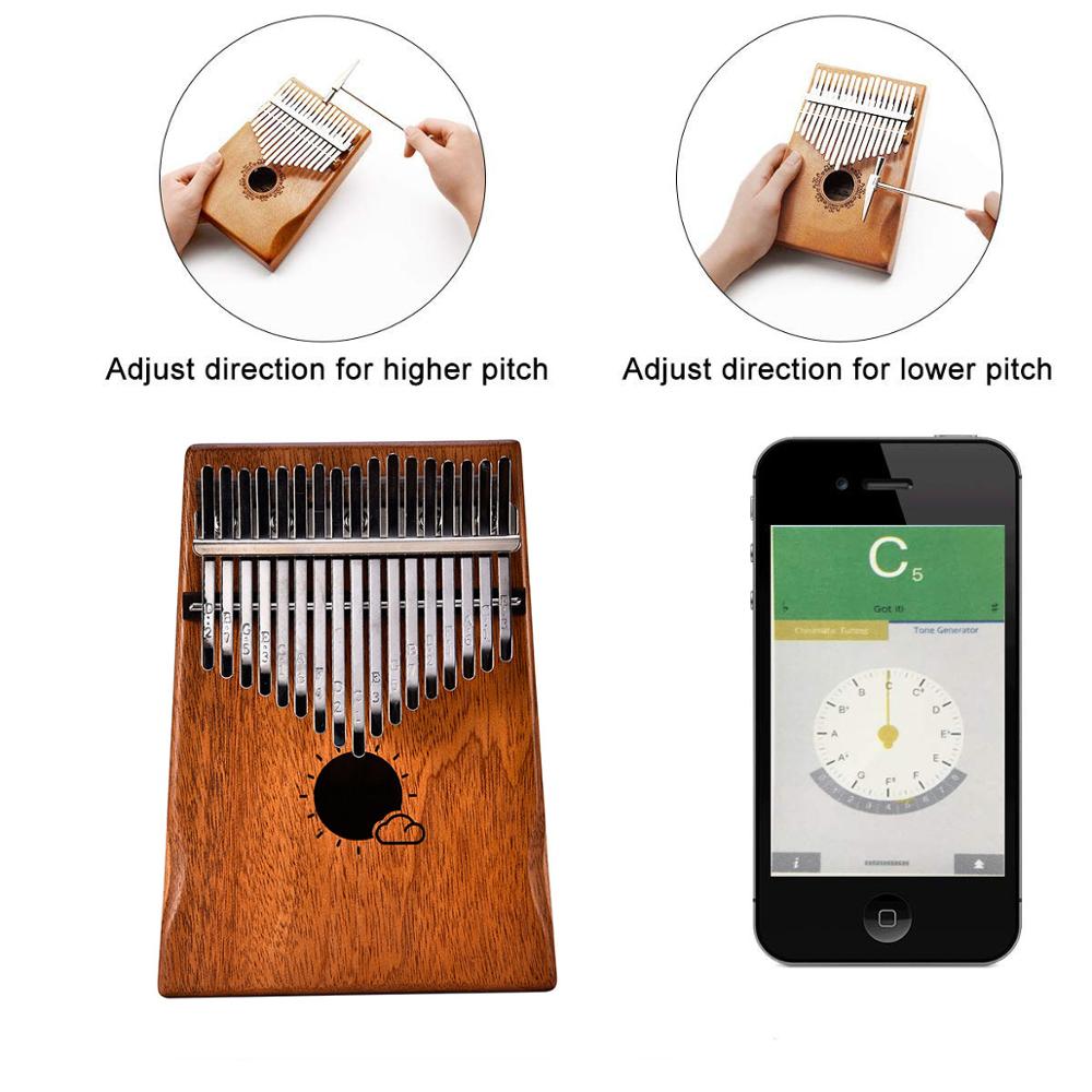 Piano Kalimba de 17 teclas de pino macizo africano de caoba, dedo pulgar, juego de Piano con guitarra, instrumentos musicales de madera, para chico