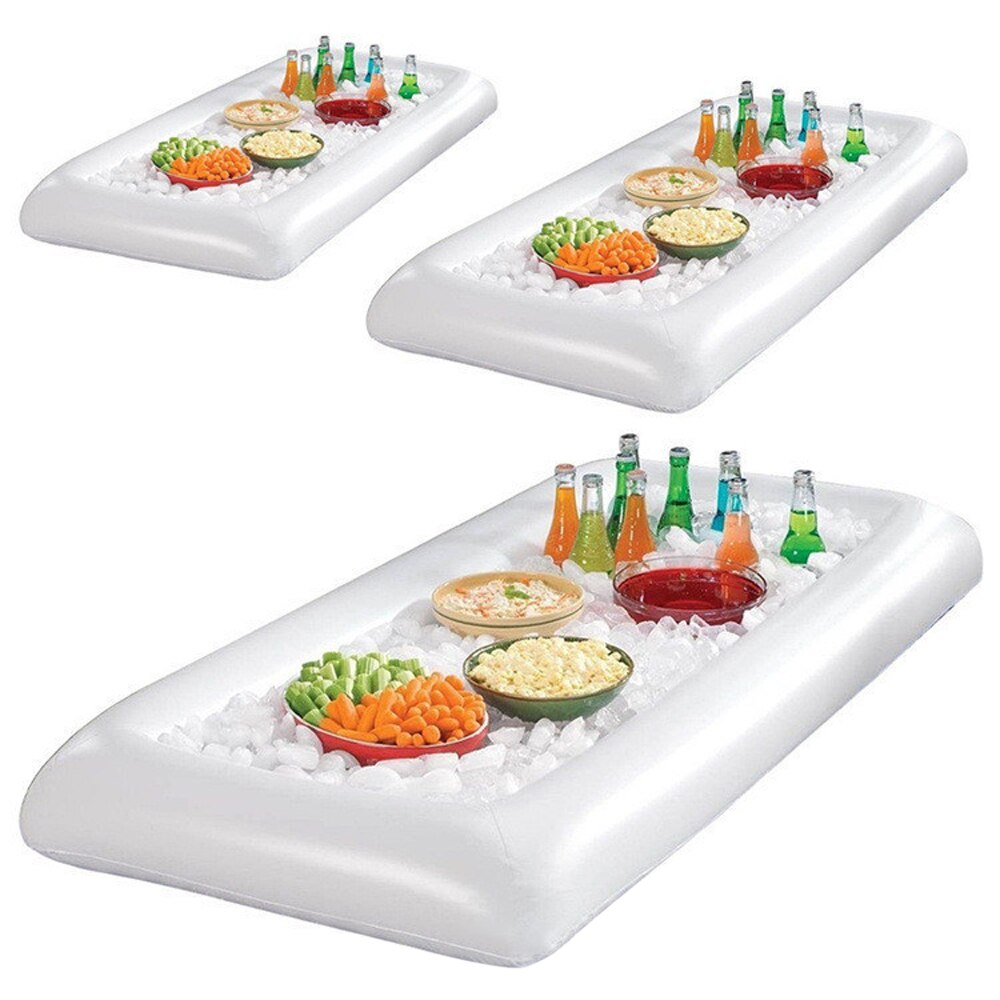 Inflatable Ice Serving Buffet Bar with Drain Plug Salad Drinks Cooler Food Fruit Containers Floating Tray BBQ Inflatable Cooler
