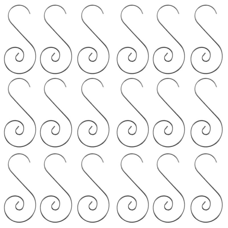 100 szt. Metalowe wieszaczki świąteczne haczyki w kształcie litery S ozdoba 5cm drzewo uniwersalny ornament: srebro