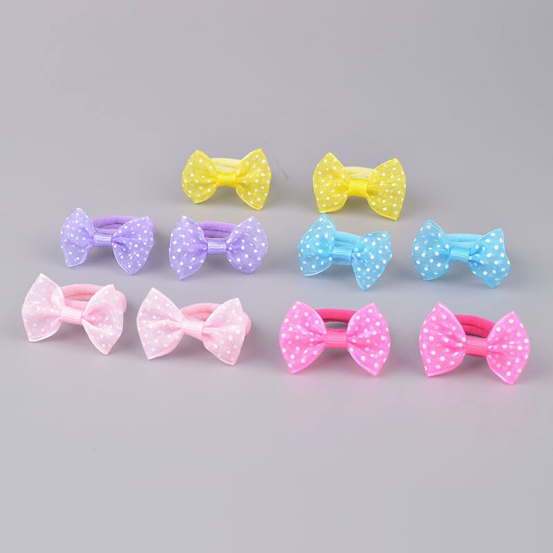 10 sztuk łuki gumka robić włosów piękny elastyczny gumowy sznur kropki nakrycia głowy dla dziewczynek śliczne opaska robić włosów kucyk ozdoby akcesoria dla dzieci: D