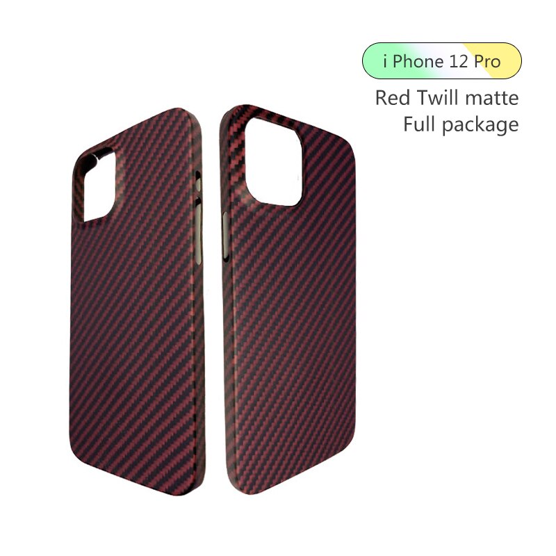 Aramid Fiber Carbon Fiber Case Voor Iphone 12Mini 、 Iphone 12 、 12 Pro 、 12Pro Max Gevallen Matte Aramid Fiber Ultra Dunne Telefoon Cover: 12 Pro-red