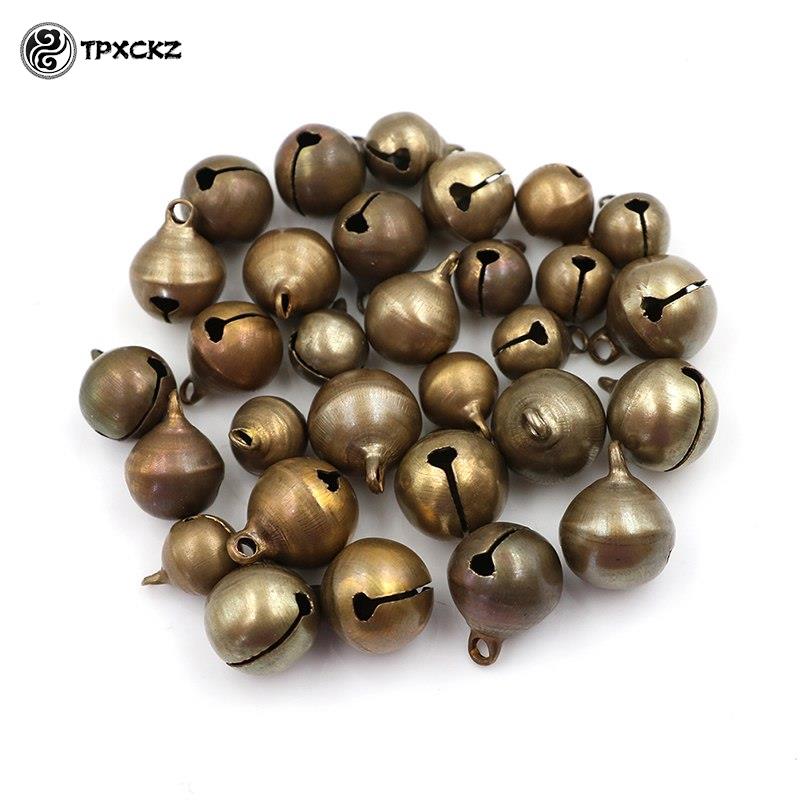 Cloches de Jingle en métal Bronze 10/12/14cm, 10 pièces/lot, décoration de fête de Festival en vrac, décorations d'arbre de noël, accessoires artisanaux DIY