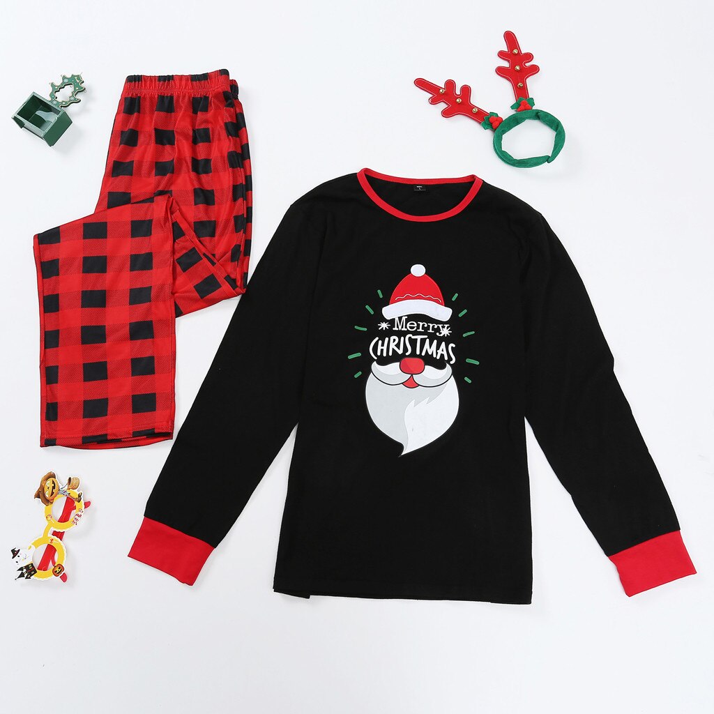 Família natal pijamas 2020 homens feliz natal dos desenhos animados pijamas xadrez família combinando pijamas calças combinando roupas de família