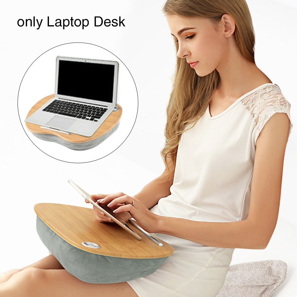 Laptop Desk Leestafel Home Reizen Met Zachte Kussen Schrijven Multipurpose Kantoor Studie Slaapkamer Slapen Portable Dubbelzijdig: Gray