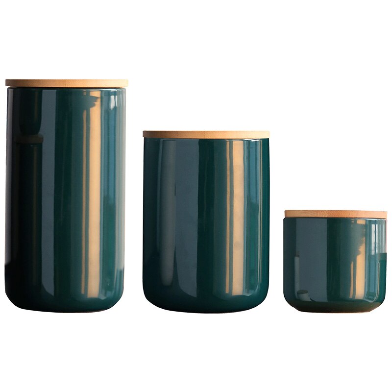 3pcs Nordic Art Ceramic Tea Sealed Jar Grain Miscellaneous Coffee Bean Tea Food Storage Box Simple Home Kitchen Storage Bottle