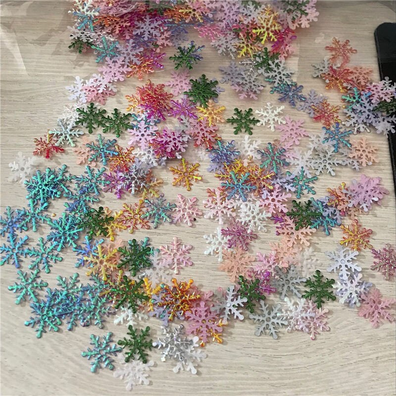 300 Pcs/lot 2cm noël flocon de neige mariage jeter confettis bricolage accessoire maison Table décoration fête fournitures ornement 62538: F