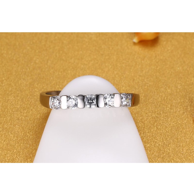 Vonx Cute Engagement Ring for Women Silver Color CZ Stone