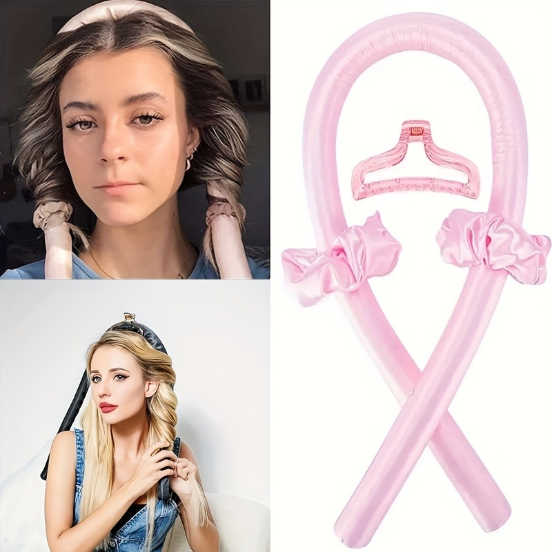 Haste de ondulação sem calor para cachos de seda durante a noite, rolos de cabelo reutilizáveis, fita macia, ferramentas de estilo preguiçoso, acessórios de cuidados com o cabelo