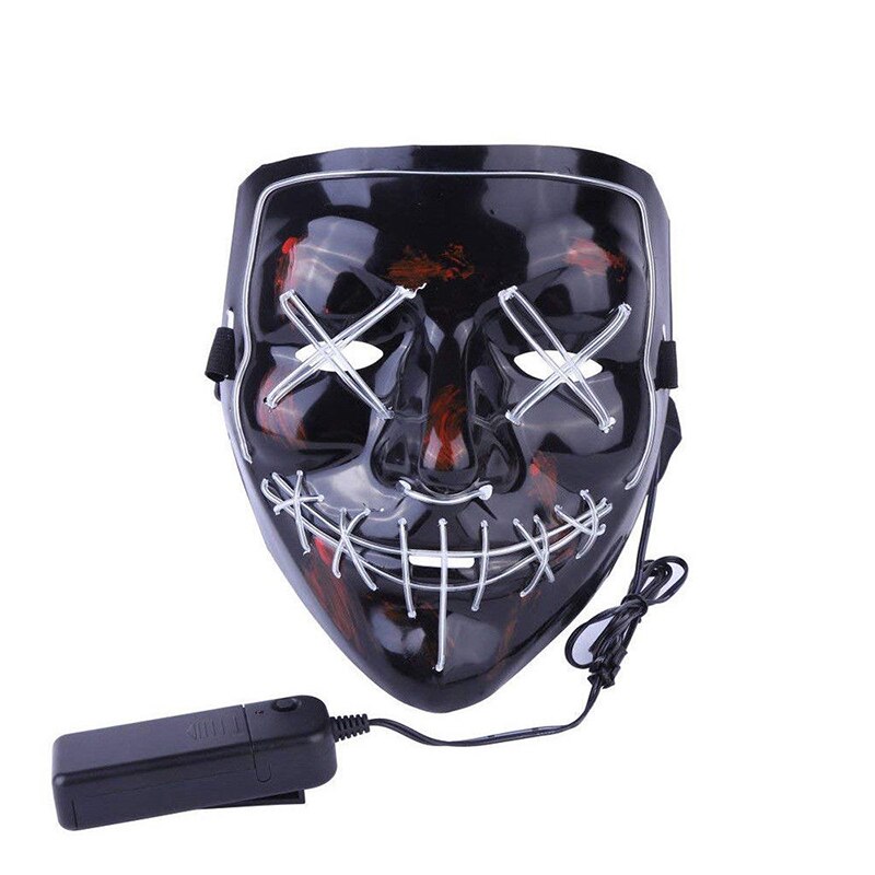 Clubbing Light Up "Stitches" LED Mask Costume Halloween Rave Cosplay DJ Party Xmas Light Mask Unisex: white