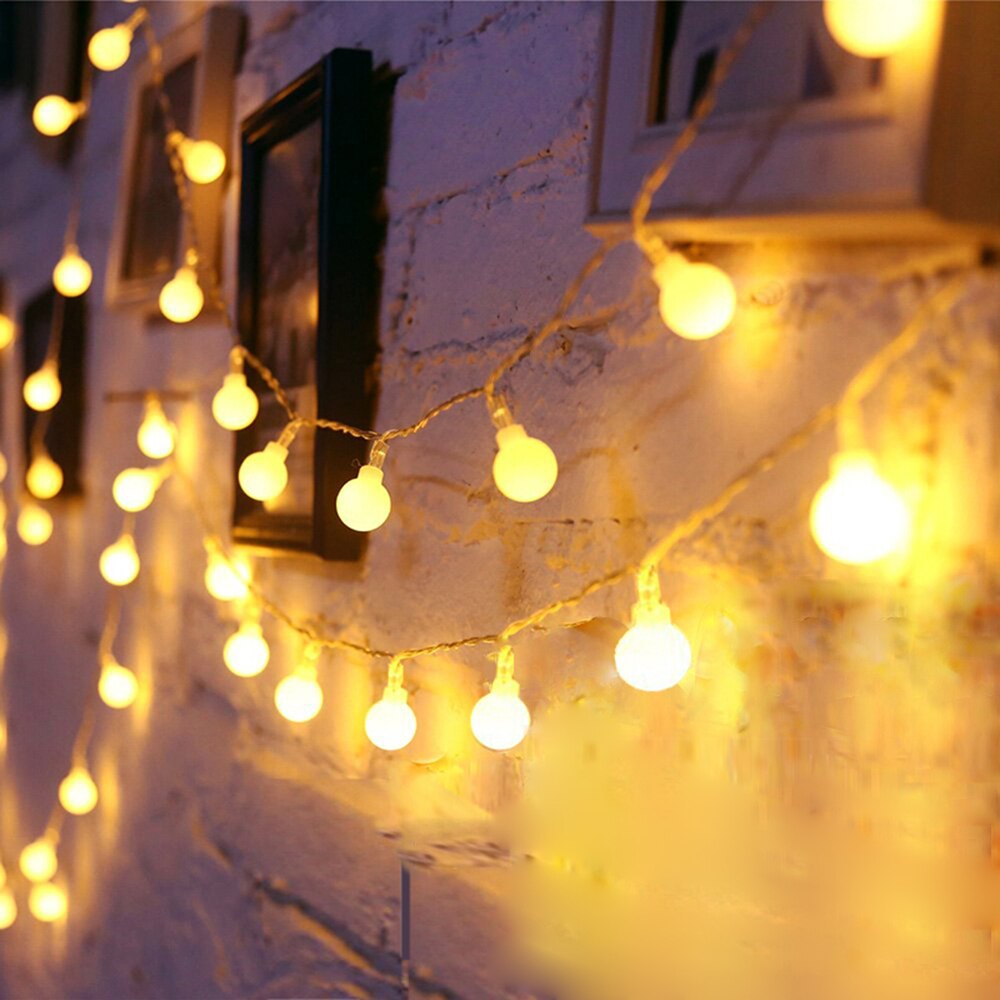 1.5/3m batteri strøm led kugle krans lys fe string vandtæt udendørs lampe jule bryllupsfest lampe dekoration